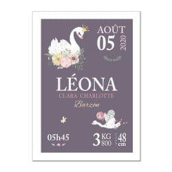 POSTER CADRE DE NAISSANCE LITTLE SWAN (CADRE027)