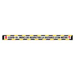 SIGNALISATION SPECIAL SOL COVID-19 - LOT DE 6 BANDES DE MARQUAGE AU SOL ADHESIVES CORONAVIRUS AVEC COLLE FORTE - COVID19 : MERCI