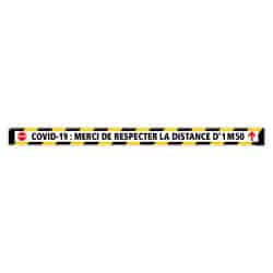 SIGNALISATION AU SOL CORONAVIRUS - LOT DE 6 BANDES DE MARQUAGE AU SOL COVID19 - SIGNALETIQUE CORONAVIRUS -† COVID-19 : MERCI DE 
