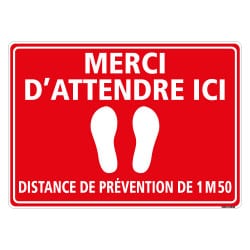 SIGNALISATION DE SOL ADHESIVES AVEC COLLE FORTE SPECIAL CORONAVIRUS - MESURES DE SECURITE - GESTES BARRIERES - MERCI D'ATTENDRE 