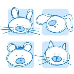 STICKERS PLANCHE TETES ANIMAUX X4 (E0065)