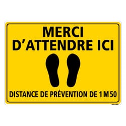 SIGNALISATION DE SOL ADHESIVES AVEC COLLE FORTE SPECIALE CORONAVIRUS - DISTANCE DE SECURITE EPIDEMIE COVID19 - MERCI D'ATTENDRE 