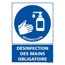 ADHESIF DE SIGNALISATION CORONAVIRUS - MESURES DE PREVENTION COVID19 - DESINFECTION DES MAINS OBLIGATOIRE (COVID012)