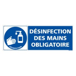 ADHESIF DE SIGNALISATION COVID-19 - MESURES DE PREVENTION - GESTES BARRIERES - DESINFECTION DES MAINS OBLIGATOIRE (COVID013)