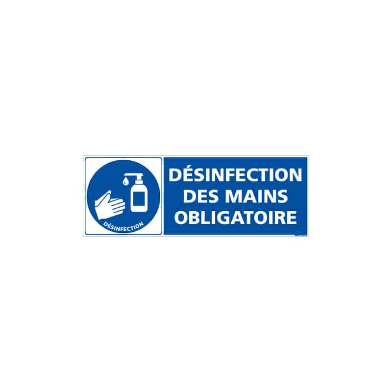 ADHESIF DE SIGNALISATION COVID-19 - MESURES DE PREVENTION - GESTES BARRIERES - DESINFECTION DES MAINS OBLIGATOIRE (COVID013)