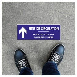 SIGNALISATION DE SOL ADHESIVES AVEC COLLE FORTE CORONAVIRUS - SENS DE CIRCULATION FLECHE VERS LE HAUT - GESTES BARRIERES COVID19