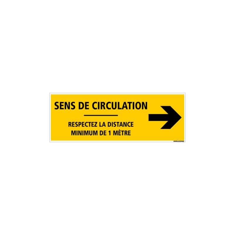 SIGNALISATION DE SOL ADHESIVES AVEC COLLE FORTE SPECIAL COVID19 - SENS DE CIRCULATION FLECHE VERS LA DROITE - GESTES BARRIERES C