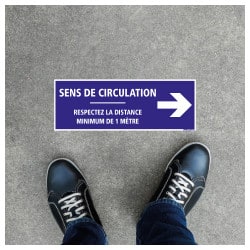 SIGNALISATION DE SOL ADHESIVES AVEC COLLE FORTE SPECIAL COVID19 - SENS DE CIRCULATION FLECHE VERS LA DROITE - GESTES BARRIERES C