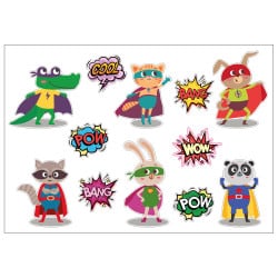 STICKER PLANCHE ANIMAUX HEROS (E0305)