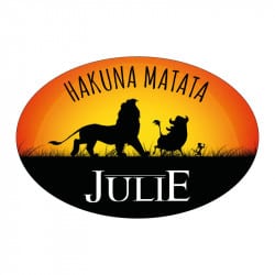 STICKER PLAQUE DE PORTE PERSONNALISABLE HAKUNA MATATA ROI LION (E0313)