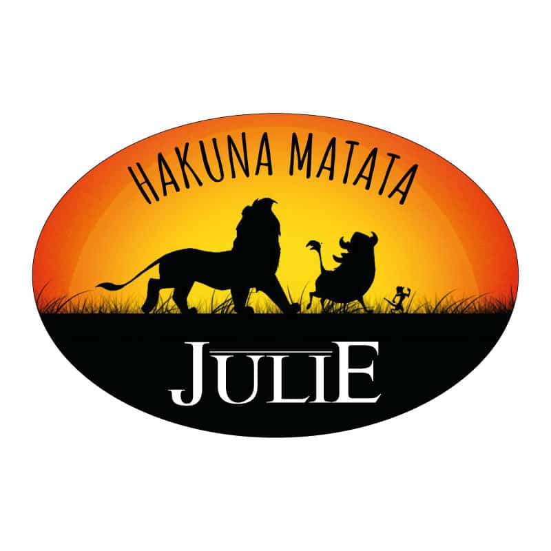 STICKER PLAQUE DE PORTE PERSONNALISABLE HAKUNA MATATA ROI LION (E0313)