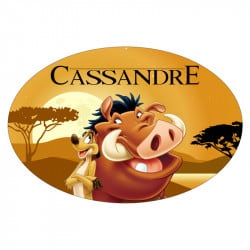 STICKER PLAQUE DE PORTE PERSONNALISABLE TIMON ET PUMBA ROI LION (E0314)