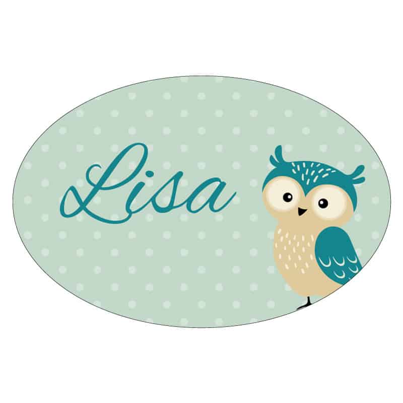 PLAQUE DE PORTE PERSONNALISABLE PETIT HIBOU (E0324)