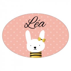 PLAQUE DE PORTE PERSONNALISABLE PETIT LAPIN (E0327)