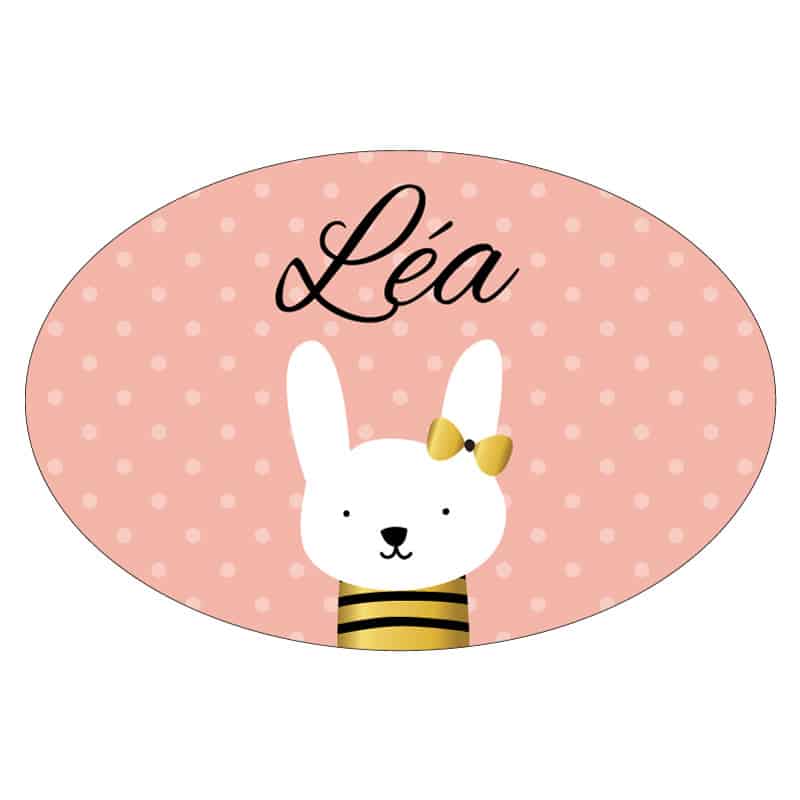 PLAQUE DE PORTE PERSONNALISABLE PETIT LAPIN (E0327)