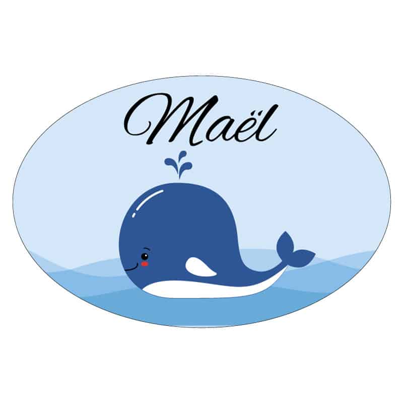 PLAQUE DE PORTE PERSONNALISABLE PETITE BALEINE (E0328)