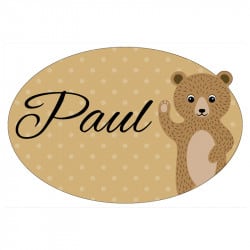 PLAQUE DE POTE PERSONNALISABLE PETIT OURS BRUN (E0342)