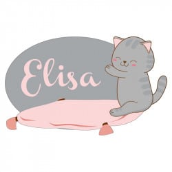 PLAQUE DE PORTE PERSONNALISABLE PETIT CHAT (E0345)