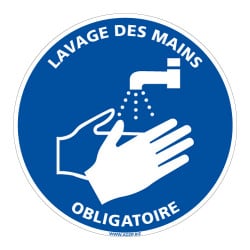 ADHESIF LAVAGE DES MAINS OBLIGATOIRE PENDANT LA PERIODE DE CORONAVIRUS - GESTES BARRIERE COVID19 (COVID024)