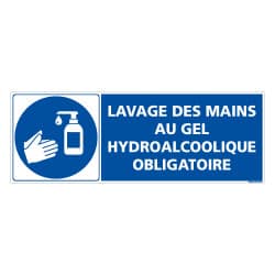 ADHESIF SPECIAL CORONAVIRUS - LAVAGE DES MAINS AVEC DU GEL HYDROALCOOLIQUE OBLIGATOIRE (COVID025)