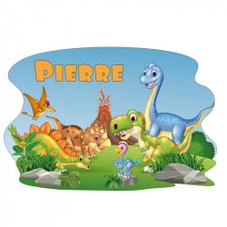 PLAQUE DE PORTE PERSONNALISABLE TERRE DE DINOSAURE (E0362)