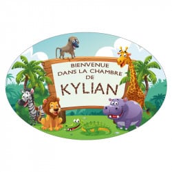 PLAQUE DE PORTE PERSONNALISABLE UNIVERS JUNGLE (E0363)