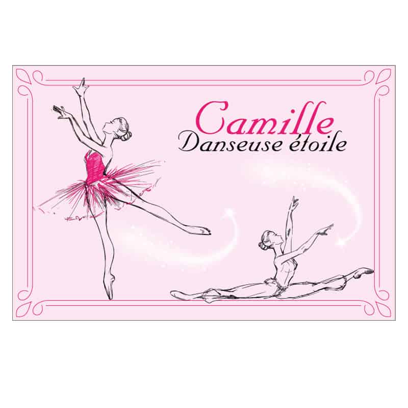 PLAQUE DE PORTE PERSONNALISABLE DANSEUSE ETOILE (E0392)