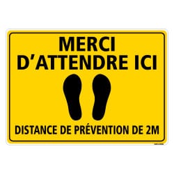 SIGNALISATION DE SOL ADHESIVES AVEC COLLE FORTE SPECIAL CORONAVIRUS - MESURES DE SECURITE - GESTES BARRIERES - MERCI D'ATTENDRE 