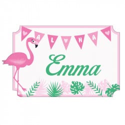 PLAQUE DE PORTE PERSONNALISABLE FLAMENT ROSE (E0403)