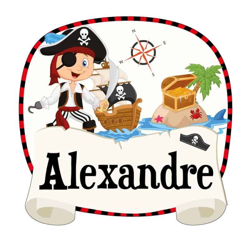 PLAQUE DE PORTE PERSONNALISABLE PIRATE (E0405)