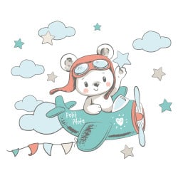 STICKER ENFANT DESSUS DE LIT PETIT PILOTE (E0417)
