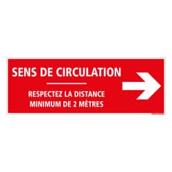 SIGNALISATION DE SOL ADHESIVES AVEC COLLE FORTE SPECIAL COVID19 - SENS DE CIRCULATION FLECHE VERS LA DROITE - GESTES BARRIERES C