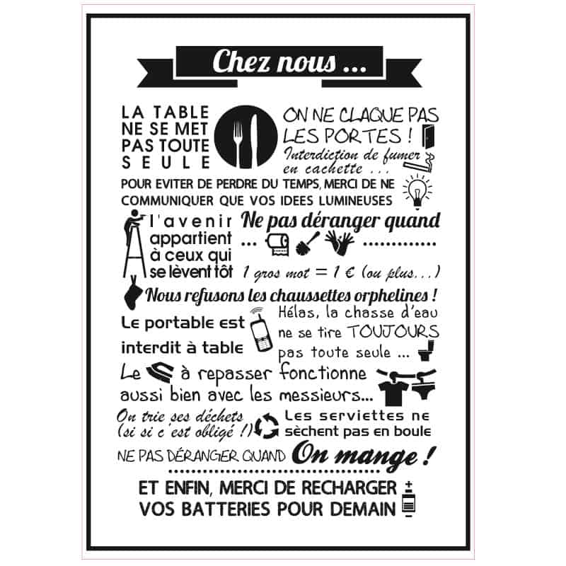 STICKER CHEZ NOUS Repositionnable (I0152)