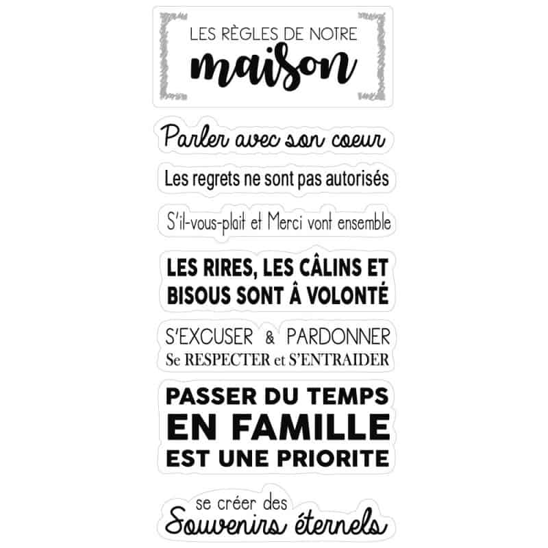 PLANCHE DE STICKERS DES REGLES DE LA MAISON NOIR & BLANC (I0271)