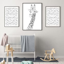 POSTER GIRAFE DESSIN NOIR ET BLANC (POST0078)