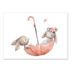 POSTER LAPIN PARAPLUIE