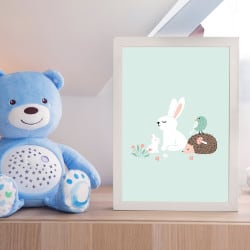 POSTER CADRE DE NAISSANCE GIRLS LAPIN FRIENDS PERSONNALISABLE (CADRE002)