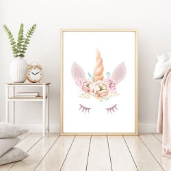 POSTER LICORNE COURONNE FLEURIE (POST0085)