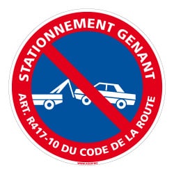 SIGNALISATION STATIONNEMENT GENANT ART CODE DE LA ROUTE