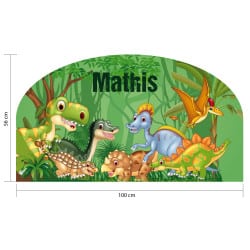 STICKER TETE DE LIT PERSONNALISABLE DINOSAURES (TETE_LIT_006_PERSO)