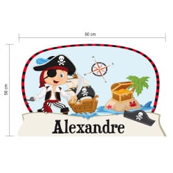 STICKER TETE DE LIT PIRATE PERSONNALISABLE (TETE_LIT_013)