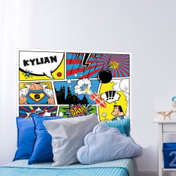 STICKER TETE DE LIT SUPER HEROS PERSONNALISABLE (TETE_LIT_022)