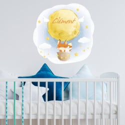 STICKER TETE DE LIT POUR CHAMBRE D'ENFANT - LA TETE DANS LES ETOILES - PERSONNALISABLE AVEC LE PRENOM DE VOTRE ENFANT (TETE_LIT_