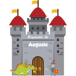 STICKER TETE DE LIT POUR CHAMBRE D'ENFANT - LE ROYAUME - PERSONNALISABLE AVCE LE PRENOM DE VOTRE ENFANT (TETE_LIT_036)