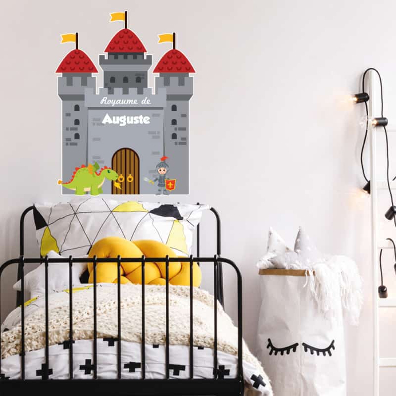 STICKER TETE DE LIT POUR CHAMBRE D'ENFANT - LE ROYAUME - PERSONNALISABLE AVCE LE PRENOM DE VOTRE ENFANT (TETE_LIT_036)