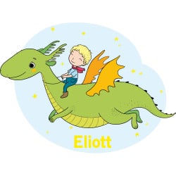 STICKER TETE DE LIT IDEAL CHAMBRE D'ENFANT - LE PRINCE ET LE DRAGON - PERSONNALISABLE AVEC LE PRENOM DE VOTRE ENFANT (TETE_LIT_0