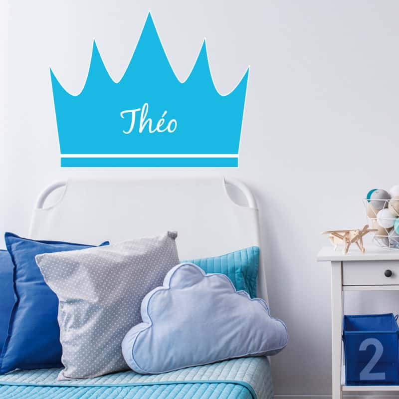 STICKER TETE DE LIT POUR CHAMBRE D'ENFANT - LA COURONNE DU ROI - PERSONNALISABLE AVEC LE PRENOM DE VOTRE ENFANT (TETE_LIT_045)