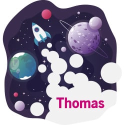 STICKER TETE DE LIT POUR CHAMBRE D'ENFANT - MONDE SPATIALE - PERSONNALISABLE AVEC LE PRENOM DE VOTRE ENAFNT (TETE_LIT_050)