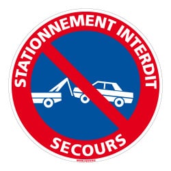 PANNEAU STATIONNEMENT INTERDIT AVEC PICTO - SECOURS