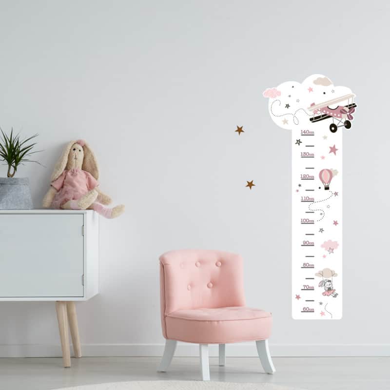 STICKER TOISE POUR ENFANTS - AVION ROSE (TOISE_008)